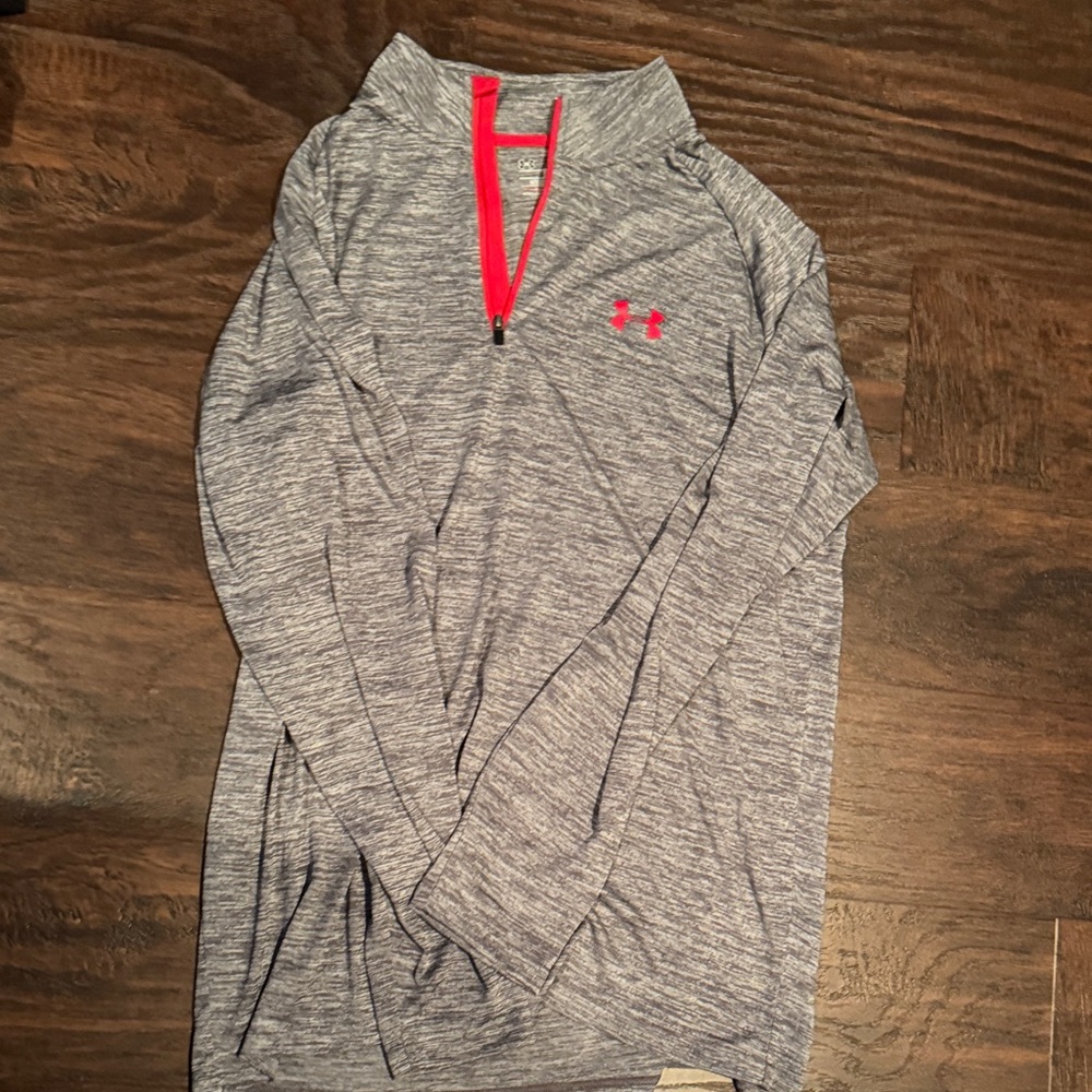Under Armour Heathered Gray and Red Pullover